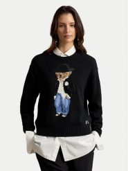 Polo Ralph Lauren Sweter 211B23918001 Czarny Regular Fit. Czarne swetry Polo Ralph Lauren, s, bez wzorów, z bawełny, bez ramiączek. Za 2,293.99 zł.