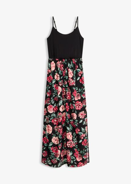 Długa sukienka z lejącej wiskozy. Czarne sukienki bonprix, bez wzorów, z wiskozy, bez kołnierzyka, bez ramiączek, maxi. Za 124.99 zł.