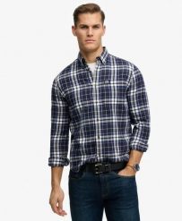 Superdry Koszula Lumberjack z długim rękawem, bawełna - Hampton Check Blue. Niebieskie koszule Superdry, l, z aplikacjami, z bawełny, bez kołnierzyka, bez ramiączek. Za 322.70 zł.