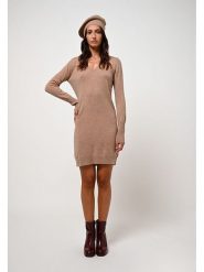 AUTHENTIC CASHMERE Kaszmirowa sukienka "Capelet" w kolorze beżowym rozmiar: L. Brązowe sukienki AUTHENTIC CASHMERE, l, bez wzorów, z kaszmiru, bez kołnierzyka, bez ramiączek, mini. Za 426.99 zł.