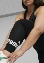 Damskie legginsy z logo Essentials PUMA Black. Czarne legginsy Puma, xs, bez wzorów, z bawełny, długie. Za 160.46 zł.