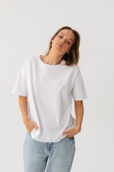 T-SHIRT ERICA BIAŁY One size - Flawless. Białe t-shirty Flawless, uniwersalny, bez wzorów, z bawełny, bez kołnierzyka, bez ramiączek. Za 187.00 zł.