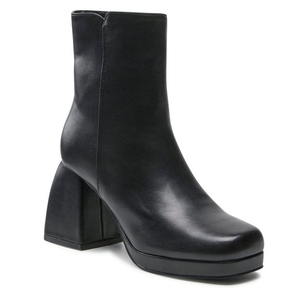 Botki DeeZee. Czarne botki DeeZee, bez wzorów, bez obcasa, na słupku, bez zapięcia. Za 159.99 zł.