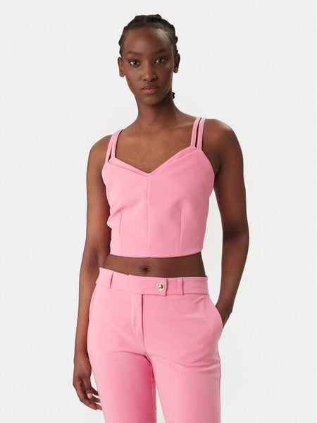 Rinascimento Top CFC0127891003 Różowy Slim Fit. Czerwone topy Rinascimento, s, bez wzorów, z syntetyku, bez kołnierzyka, bez ramiączek. Za 233.99 zł.