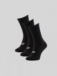 4F Skarpetki długie (3-pack) damskie - czarne 39-42. Czarne skarpety 4f, bez wzorów, z bawełny. Za 59.99 zł.