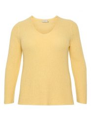 KAFFE curve Sweter w kolorze żółtym rozmiar: XL. Żółte swetry KAFFE curve, xl, bez wzorów, z bawełny, bez ramiączek. Za 131.95 zł.