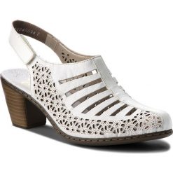 Sandały RIEKER - 40959-80 Weiss. Białe sandały Rieker, bez wzorów, ze skóry, bez obcasa, na obcasie, bez zapięcia. W wyprzedaży za 189.00 zł.