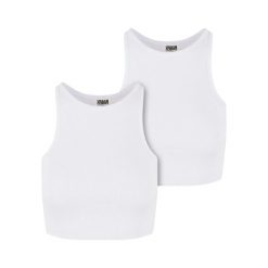 Organiczny Top W Prążki Dla Kobiet (zestaw 2 Sztuk). Białe topy Urban Classics, xs, bez wzorów, bez kołnierzyka, bez ramiączek. Za 80.99 zł.