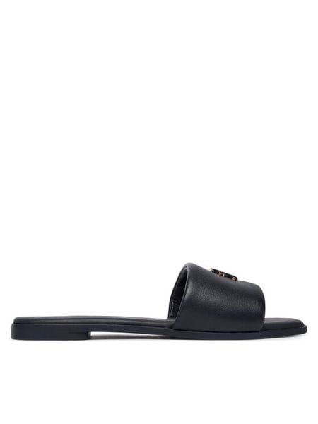Tommy Hilfiger Klapki Th Logo Hardware Leather Mule FW0FW09292 Granatowy. Niebieskie klapki TOMMY HILFIGER, bez wzorów, ze skóry, bez obcasa. Za 369.99 zł.