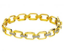 Bransoletka z żółtego złota z diamentami - 18 cm - 0,25 ct - próba 585. Żółte bransoletki Apart, z diamentem, złote. Za 14,590.00 zł.