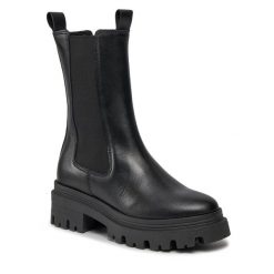 Sztyblety Tamaris. Czarne botki Tamaris, bez wzorów, bez obcasa, na płaskiej podeszwie, bez zapięcia. Za 499.99 zł.