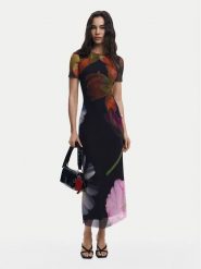Desigual Sukienka codzienna Roterdam 25SWVK12 Czarny Slim Fit. Czarne sukienki Desigual, na co dzień, l, bez wzorów, z syntetyku, bez kołnierzyka, bez ramiączek, proste. Za 319.99 zł.
