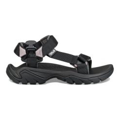 Sandały turystyczne damskie Teva Terra Fi 5 Universal. Czarne sandały Teva, bez wzorów, sportowe, bez obcasa, bez zapięcia. Za 345.99 zł.