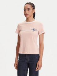 Guess T-Shirt V5YI01 J1314 Różowy Regular Fit. Czerwone t-shirty Guess, m, z aplikacjami, z bawełny, bez kołnierzyka, bez ramiączek. Za 159.99 zł.