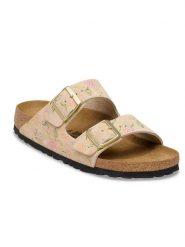 Birkenstock Skórzane klapki "Arizona" w kolorze jasnoróżowym rozmiar: 40. Różowe klapki Birkenstock, bez wzorów, ze skóry, z otwartym noskiem, bez obcasa. Za 429.95 zł.
