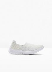Wygodne buty wsuwane na elastycznej podeszwie. Białe obuwie sportowe bonprix, bez zapięcia. Za 109.99 zł.