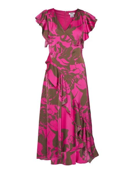 DKNY Sukienka letnia DD5E1N32 Różowy Regular Fit. Czerwone sukienki DKNY, na lato, bez wzorów, z syntetyku, bez kołnierzyka, bez ramiączek. Za 699.99 zł.