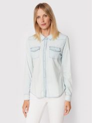 Guess Koszula jeansowa W2GH75 D4NA0 Niebieski Regular Fit. Niebieskie koszule Guess, s, z aplikacjami, z bawełny, bez kołnierzyka, bez ramiączek. Za 209.99 zł.