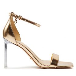 Sandały Guess. Żółte sandały Guess, z aplikacjami, bez obcasa, na szpilce, bez zapięcia. Za 469.99 zł.