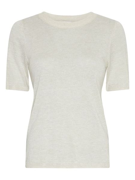 MOSS COPENHAGEN Bluzka w kolorze kremowym rozmiar: S/M. Brązowe bluzki Moss Copenhagen, m, bez wzorów, bez kołnierzyka, bez ramiączek. Za 91.12 zł.