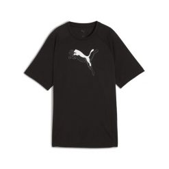 Damska koszulka Evostripe o luźnym kroju z grafiką PUMA Black. Czarne bluzki Puma, bez wzorów, sportowe, bez kołnierzyka, bez ramiączek. Za 139.00 zł.