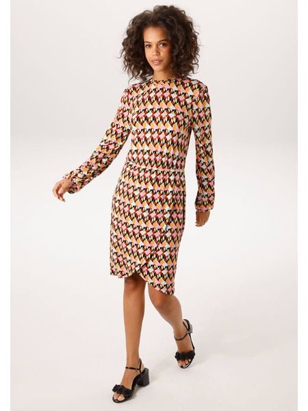 Aniston Sukienka ze wzorem rozmiar: 44. Sukienki Aniston, bez wzorów, bez kołnierzyka, bez ramiączek, midi. Za 111.33 zł.
