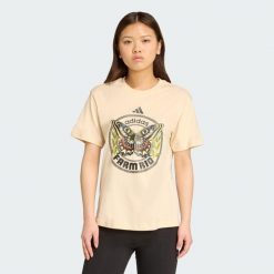 Koszulka adidas X FARM Graphic. Brązowe bluzki Adidas, xs, bez wzorów, sportowe, bez kołnierzyka, bez ramiączek. W wyprzedaży za 111.75 zł.
