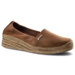 Brązowe Espadryle Lemar Damskie Skórzane Obuwie. Brązowe espadryle Lemar, bez wzorów, z nubiku, bez obcasa, na platformie, bez zapięcia. Za 167.20 zł.
