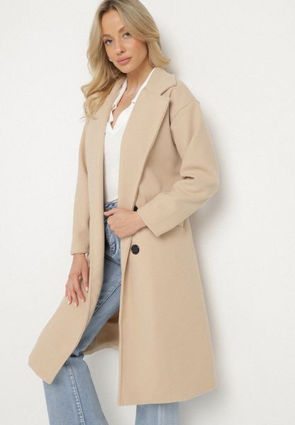 Jasnobeżowy Płaszcz Dwurzędowy Wiązany Vepha. Brązowe płaszcze Born2be, na jesień, m, bez wzorów, z tkaniny, bez kaptura. Za 94.99 zł.