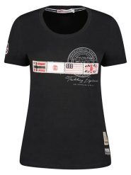 Geographical Norway Koszulka "Jorama" w kolorze czarnym rozmiar: L. Czarne bluzki Geographical Norway, l, bez wzorów, z bawełny, bez kołnierzyka, bez ramiączek. Za 35.26 zł.