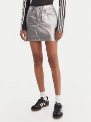 Adidas Spódnica mini 3-Stripes KD2899 Srebrny Regular Fit. Szare spódnice Adidas, bez wzorów, z bawełny, mini. Za 279.99 zł.