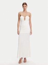 BARDOT Sukienka wieczorowa 59692DB1 Biały Slim Fit. Białe sukienki Bardot, bez wzorów, z syntetyku, wizytowe, bez kołnierzyka, bez ramiączek. Za 319.99 zł.