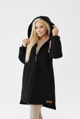 Czarna damska bluza Mona z kapturem PLUS SIZE XXL OVERSIZE. Czarne bluzy Moda Size Plus Iwanek, na jesień, plus size, bez wzorów, z bawełny, z kapturem. Za 329.90 zł.