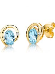 Revoni Złote kolczyki-wkrętki z diamentami i topazami rozmiar: onesize. Żółte kolczyki Revoni, z diamentem, złote. Za 1,035.99 zł.