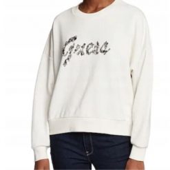 GUESS Bluza Damska Manila S Biała. Białe bluzy Guess, s, z aplikacjami, bez kaptura. Za 371.99 zł.