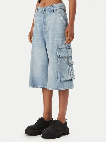 G-Star Raw Bermudy Patti D29023-D934 Niebieski Wide Fit. Niebieskie szorty G-Star Raw, bez wzorów, z bawełny, retro. Za 378.99 zł.