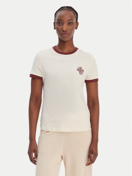 Guess T-Shirt V6GI05 K2966 Écru Regular Fit. Białe t-shirty Guess, l, z aplikacjami, z bawełny, bez kołnierzyka, bez ramiączek. Za 103.99 zł.