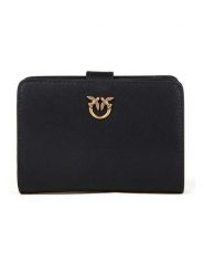 Pinko Skórzany portfel w kolorze czarnym - 14 x 8 x 2 cm rozmiar: onesize. Czarne portfele Pinko, bez wzorów, z materiału. Za 523.38 zł.