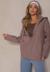 Jasnobrązowa Kurtka w Stylu Wiatrówki z Odpinanym Kapturem Ndivena. Brązowe kurtki sportowe Renee, l, bez wzorów, z jeansu, trekkingowe. Za 189.99 zł.