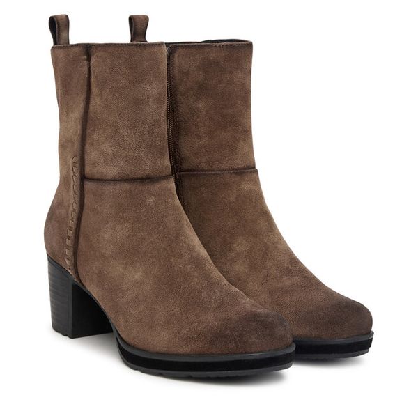 Botki Josef Seibel. Brązowe botki Josef Seibel, bez wzorów, bez obcasa, na słupku, bez zapięcia. Za 649.99 zł.