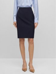 Boss Spódnica ołówkowa Vileah 50490036 Granatowy Slim Fit. Niebieskie spódnice Boss, bez wzorów, z wełny, ołówkowe. Za 849.99 zł.