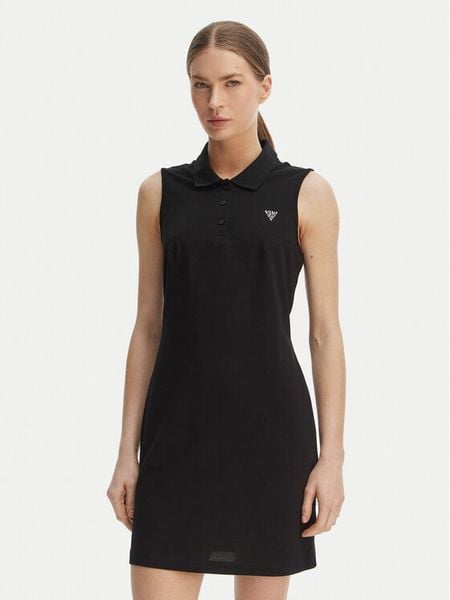 Guess Sukienka codzienna V6GK09 K3152 Czarny Regular Fit. Czarne sukienki Guess, na co dzień, xl, z aplikacjami, z bawełny, bez kołnierzyka, bez ramiączek, proste. Za 179.99 zł.