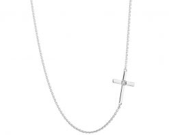 Naszyjnik z białego złota z brylantem - krzyż - 0,006 ct - próba 375. Białe naszyjniki Apart, z brylantem, złote. Za 929.00 zł.