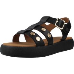 Sandały GEOX D CAMALEI Czarny. Czarne sandały Geox, bez wzorów, z syntetyku, bez obcasa, bez zapięcia. Za 366.99 zł.