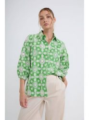 Josephine & Co Bluzka "Devan" w kolorze biało-zielonym rozmiar: 36. Białe bluzki Josephine & Co, bez wzorów, z bawełny, bez kołnierzyka, bez ramiączek. Za 279.11 zł.