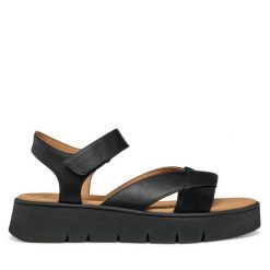 Sandały Geox. Czarne sandały Geox, bez wzorów, bez obcasa, na płaskiej podeszwie, bez zapięcia. Za 309.99 zł.