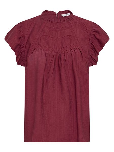 MOSS COPENHAGEN Bluzka w kolorze bordowym rozmiar: XS. Czerwone bluzki Moss Copenhagen, xs, bez wzorów, bez kołnierzyka, bez ramiączek. Za 194.95 zł.