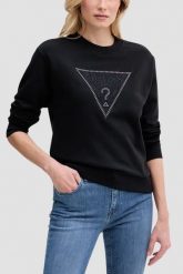 GUESS Czarna bluza damska z cyrkoniami Triangle Lace, Rozmiar S. Czarne bluzy Guess, s, z aplikacjami, z dresówki, bez kaptura. W wyprzedaży za 299.99 zł.