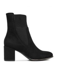 JENNY Botki CEO-CD24-242H-1 Czarny. Czarne botki Jenny, bez wzorów, z materiału, bez obcasa, na słupku, bez zapięcia. Za 159.99 zł.