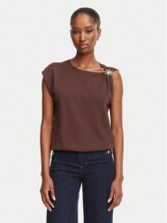 Morgan Bluzka 262-MCHOCO Brązowy ciemny Regular Fit. Brązowe bluzki Morgan, m, bez wzorów, z wiskozy, bez kołnierzyka, bez ramiączek. Za 209.99 zł.
